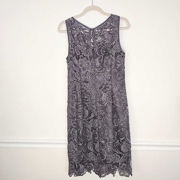 Adrianna Papell Evening Illusion Lace Sheath Dress Size 10 - Picture 4 of 10